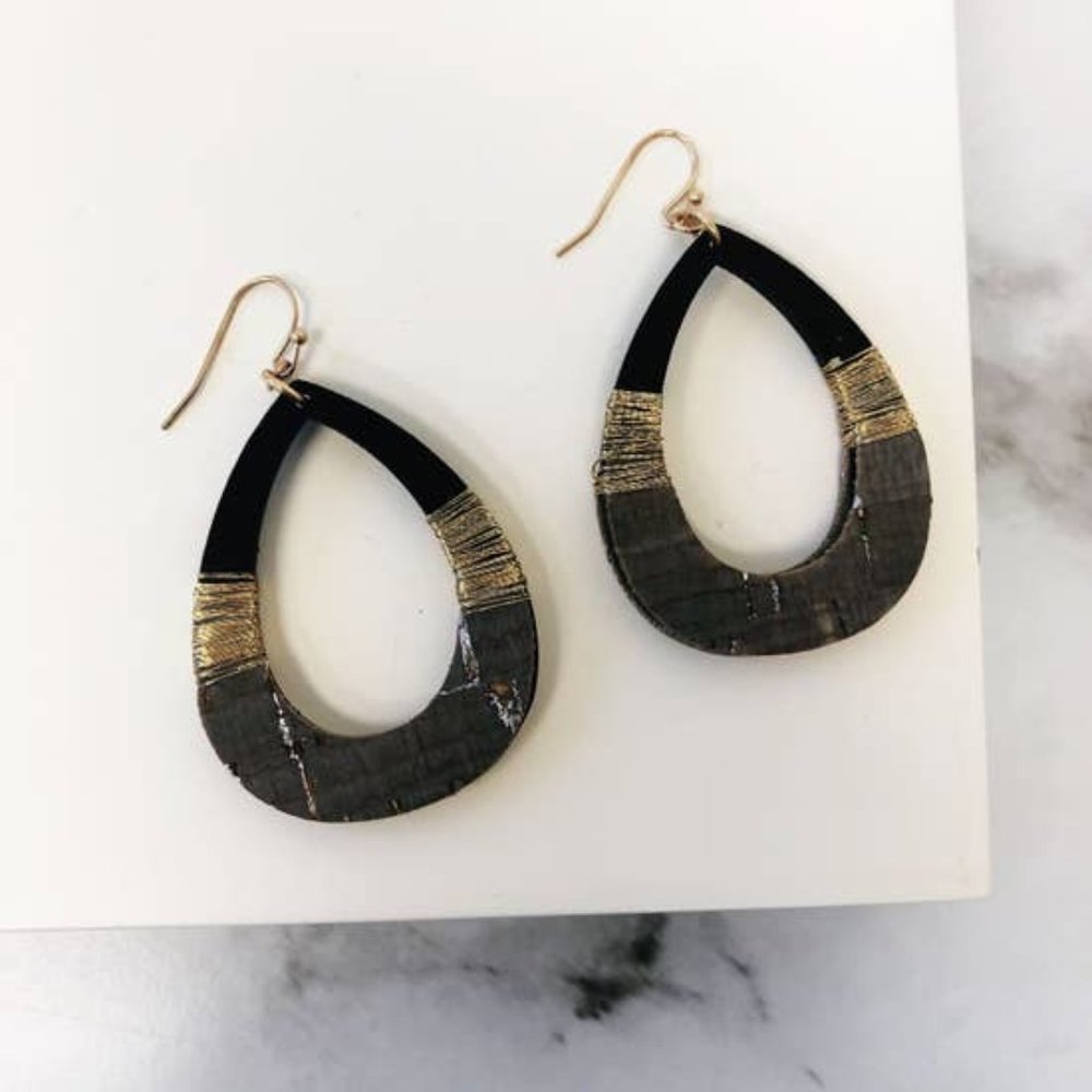 Grey Teardrop Dangle Earrings